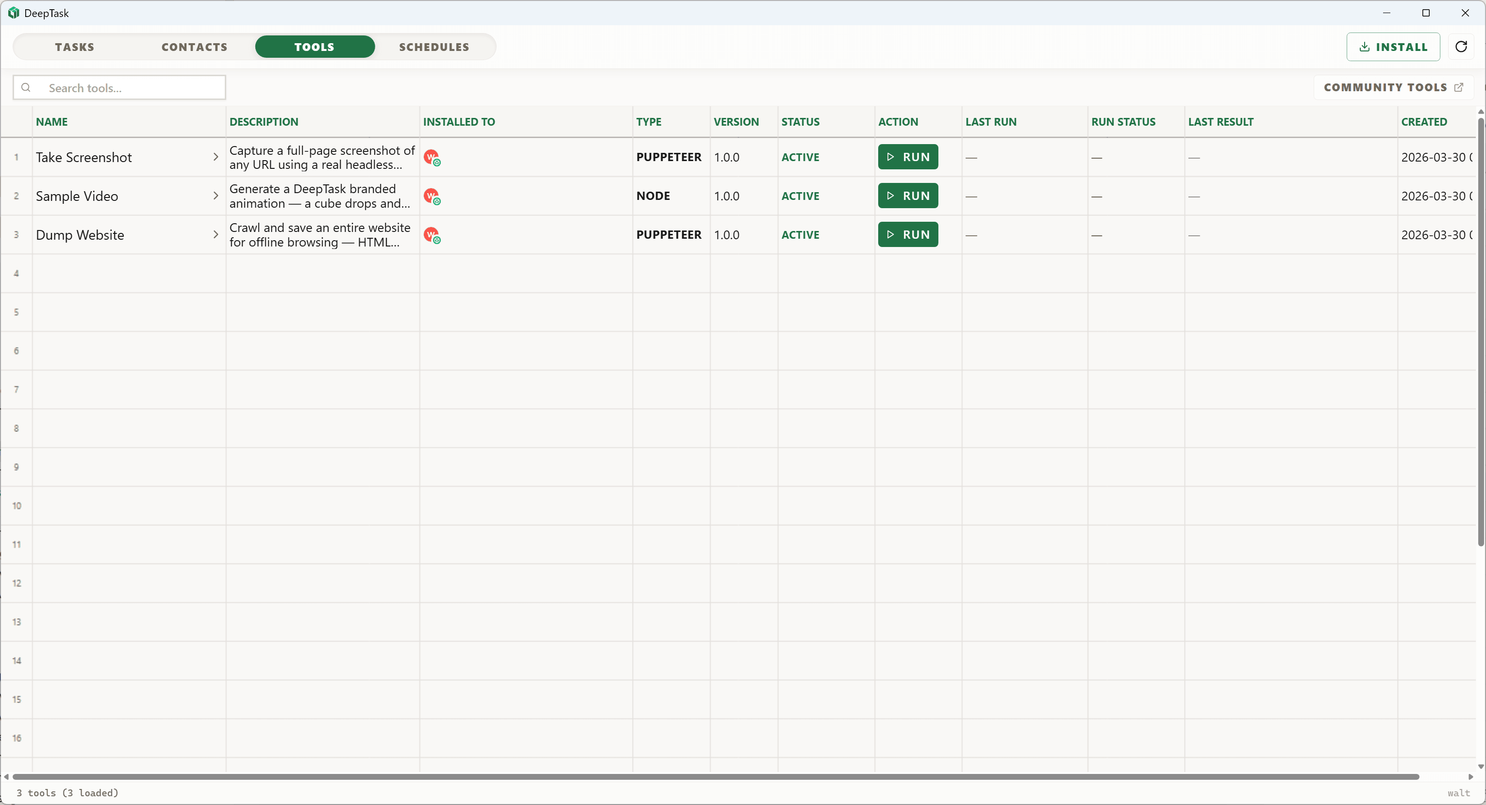 DeepTask tools catalog and scripts